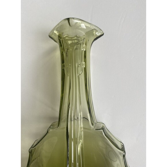 Imperial Glass Verde Green Banjo Guitar Bud Vase Decanter 9.25" 51761 - Picture 3 of 12